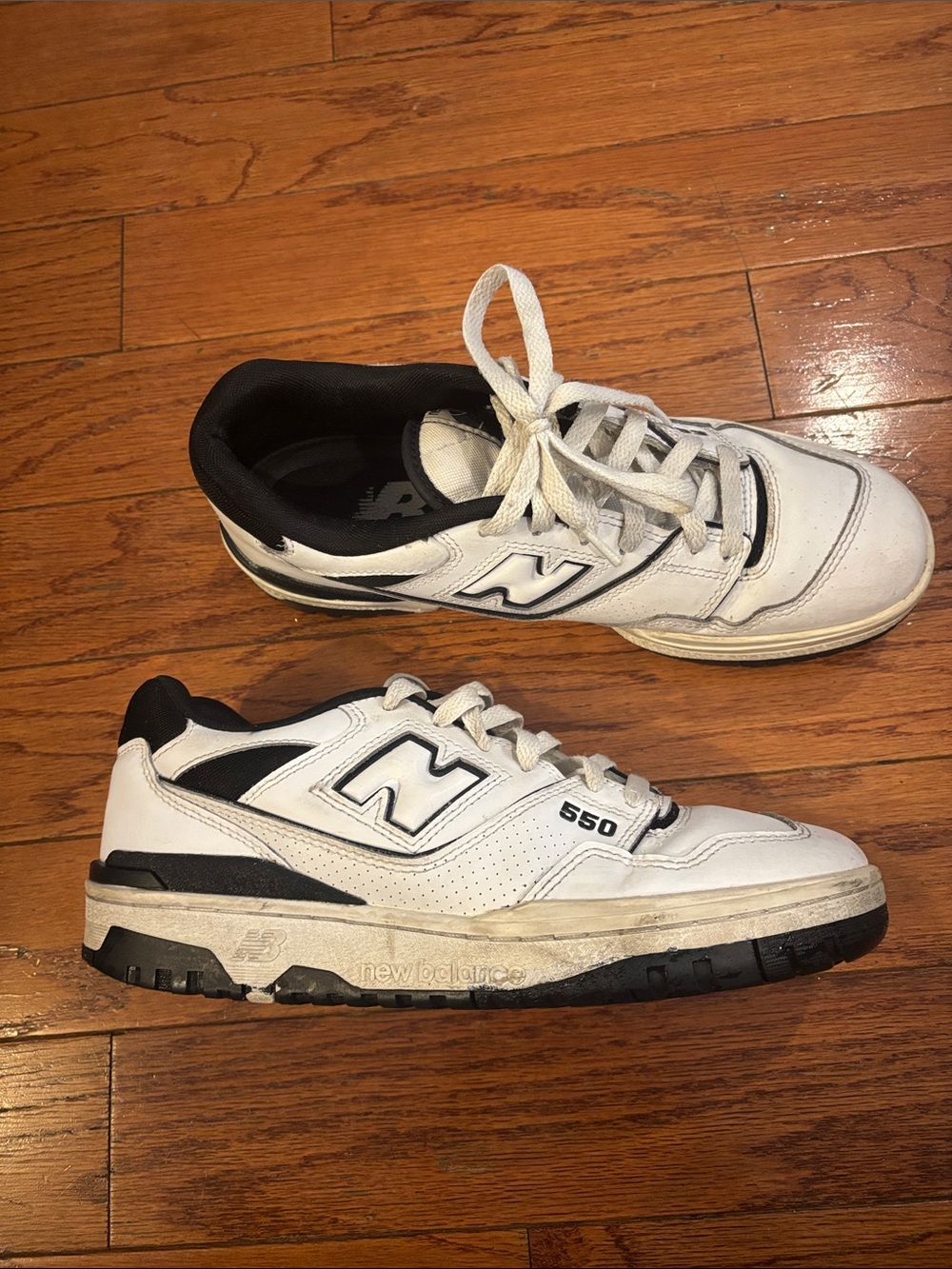 New Balance 550 White and Black Leather Sneakers
